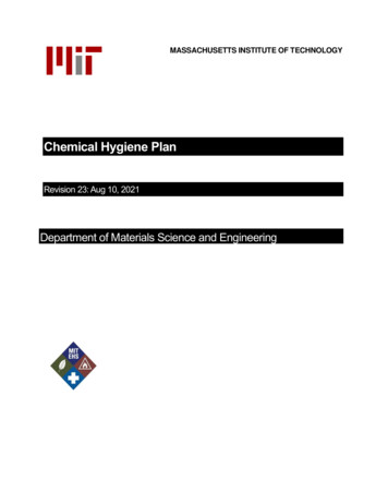 Chemical Hygiene Plan - Massachusetts Institute Of Technology