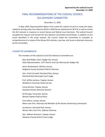 Final Recommendations Of The Judicial Council Dui Advisory Committee