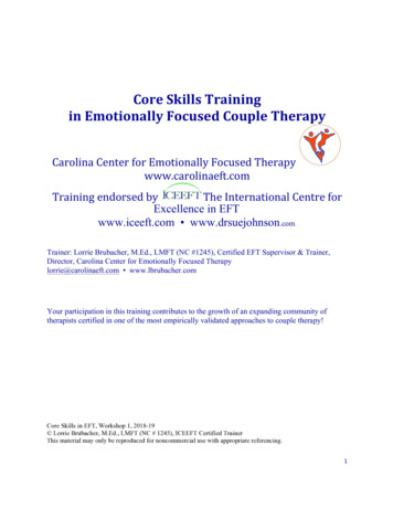 Core Skills Training In Emotionally Focused Couple Therapy
