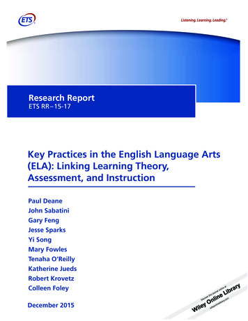 Key Practices In The English Language Arts (ELA): Linking .