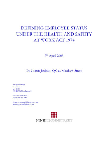 DEFINING EMPLOYEE STATUS UNDER THE HEALTH AND 