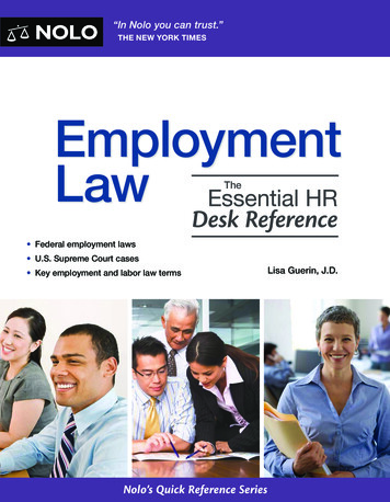 Employment Law The Essential HR Desk Reference
