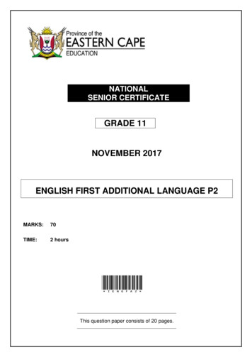 GRADE 11 NOVEMBER 2017 ENGLISH FIRST ADDITIONAL 