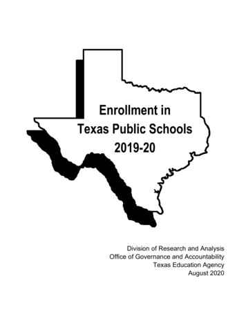Enrollment In Texas Public Schools, 2019-20