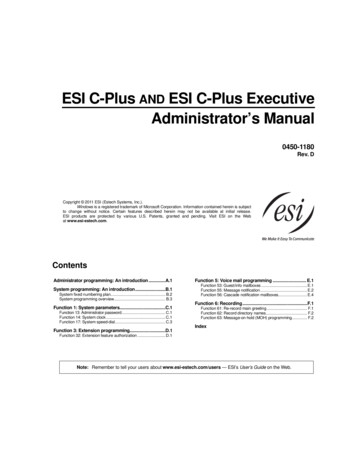 ESI C-Plus And ESI C-Plus Executive Administrator's Manual