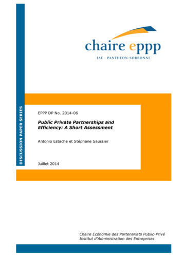 Public Private Partnerships And Efficiency: A Short . - Chaire EPPP