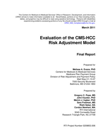 Evaluation Of The CMS-HCC Risk Adjustment Model, Final Report