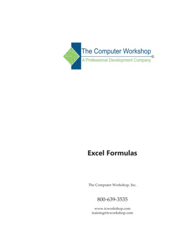 Excel Formulas - Tcworkshop 