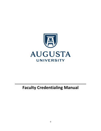 Faculty Credentialing Manual - Augusta University