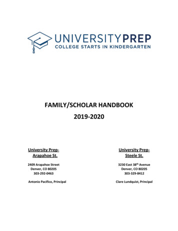 FAMILY/SCHOLAR HANDBOOK 2019-2020 - University Preparatory School