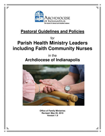 For Parish Health Ministry Leaders Including Faith .
