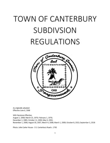 Town Of Canterbury Subdivsion Regulations