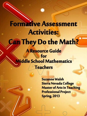 Formative Assessment Activities: Can They Do The Math?