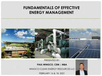 FUNDAMENTALS OF EFFECTIVE ENERGY MANAGEMENT