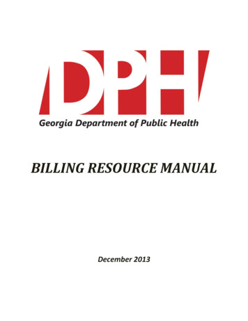 Georgia Department Of Public Health Billing Resource Manual