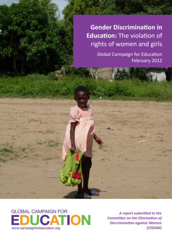 Gender Discrimination In Education: The Violation Of Rights Of Women .