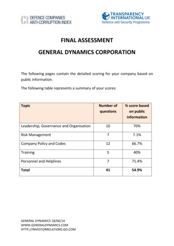 Final Assessment General Dynamics Corporation