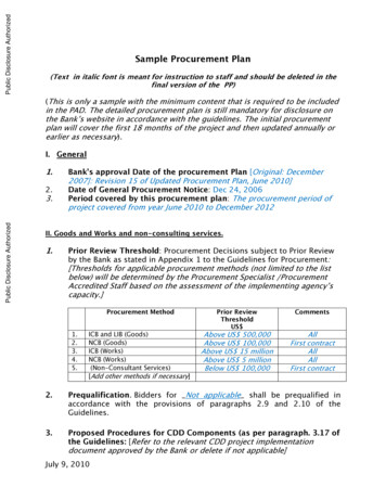Sample Procurement Plan - Documents.worldbank 