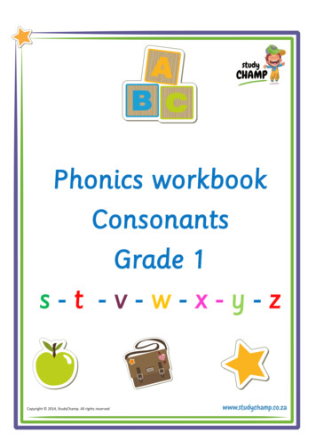 Phonics Workbook Consonants Grade 1 S - T - V - W - X - Y - Z