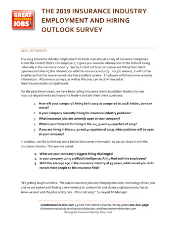 The 2019 Insurance Industry Employment And Hiring Outlook Survey