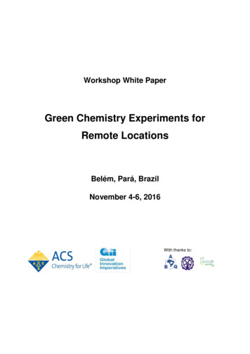 Green Chemistry Experiments For Remote Locations