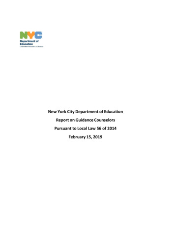 New York City Department Of Education Report On Guidance Counselors .
