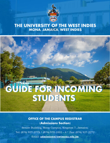 GUIDE FOR INCOMING STUDENTS - University Of The West Indies