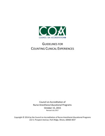Guidelines For Counting Clinical Experiences