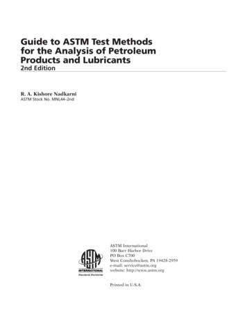 Guide To ASTM Test Methods For The Analysis Of Petroleum Products And .