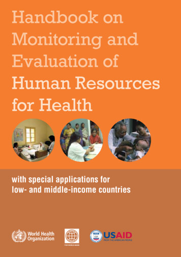 Handbook On Monitoring And Evaluation Of Human 