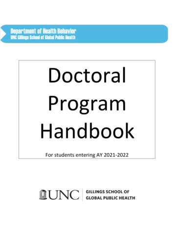 Doctoral Program Handbook - Sph.unc.edu