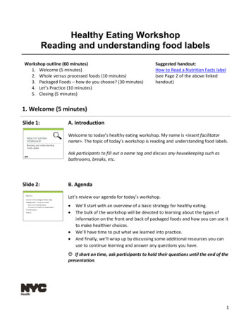 Healthy Eating Workshop Reading And Understanding 