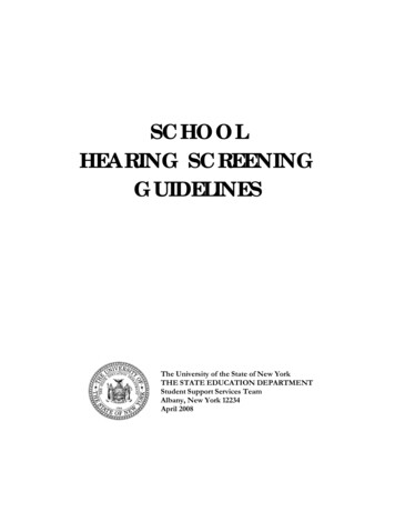 School Hearing Screening Guidelines - Nysed
