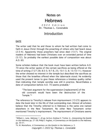 Notes On Hebrews - Plano Bible Chapel
