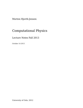 Computational Physics - College Of Arts And Sciences