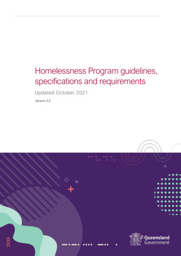 Homelessness Program Guidelines, Specifications And .