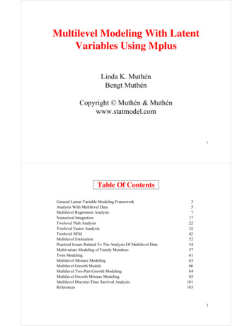 Multilevel Modeling With Latent Variables Using Mplus