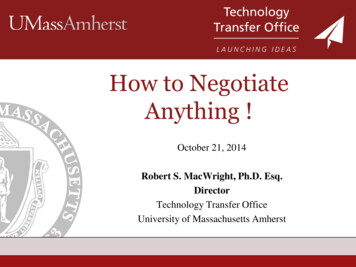 How To Negotiate Anything - UMass Amherst