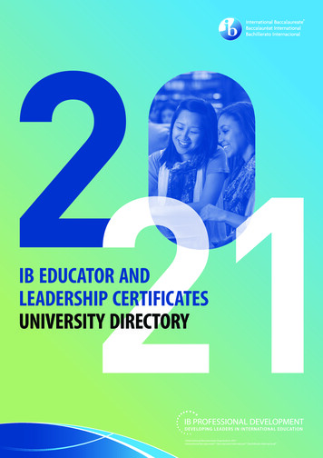 Ib Educator And Leadership Certificates University Directory