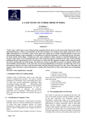 A Case Study On Cyber Crime In India K.Sridharan Et.al.,