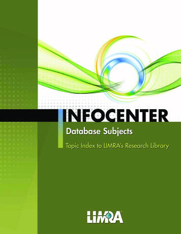 2015 InfoCenter Database Guide - LIMRA 