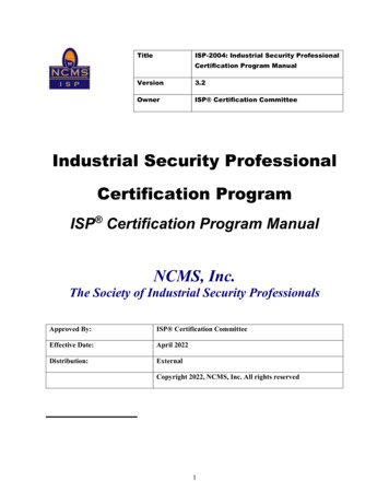 DRAFT NCMS Industrial Security Professional Certification .