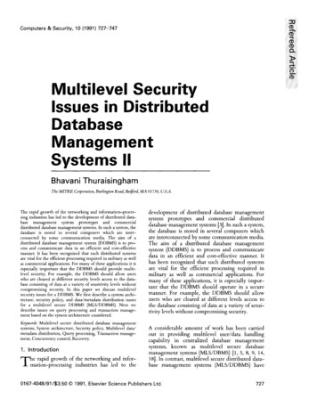 Multilevel Security Issues In Distributed Database Management Systems II