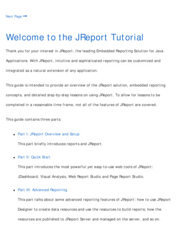 Welcome To The JReport Tutorial - Insightsoftware