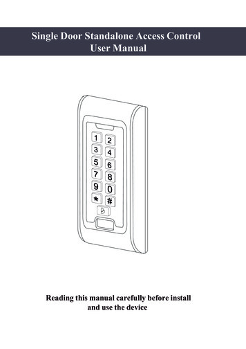 Single Door Standalone Access Control User Manual