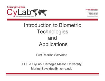 Introduction To Biometric Technologies And Applications