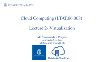 Cloud Computing (LTAT.06.008) Lecture 2- Virtualization
