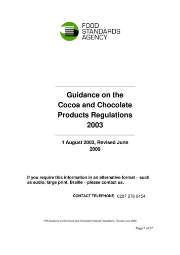 Guidance On The Cocoa And Chocolate Products Regulations 2003 - Food Alert