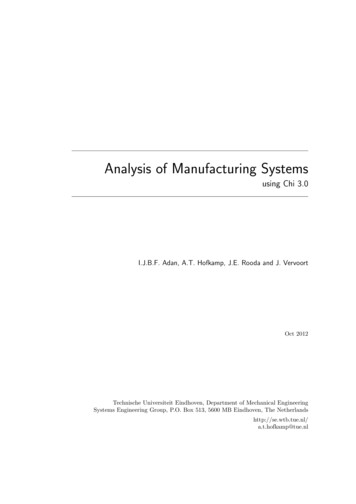 Analysis Of Manufacturing Systems