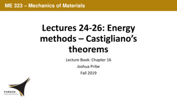 Lectures 24-26: Energy Methods – Castigliano’s Theorems
